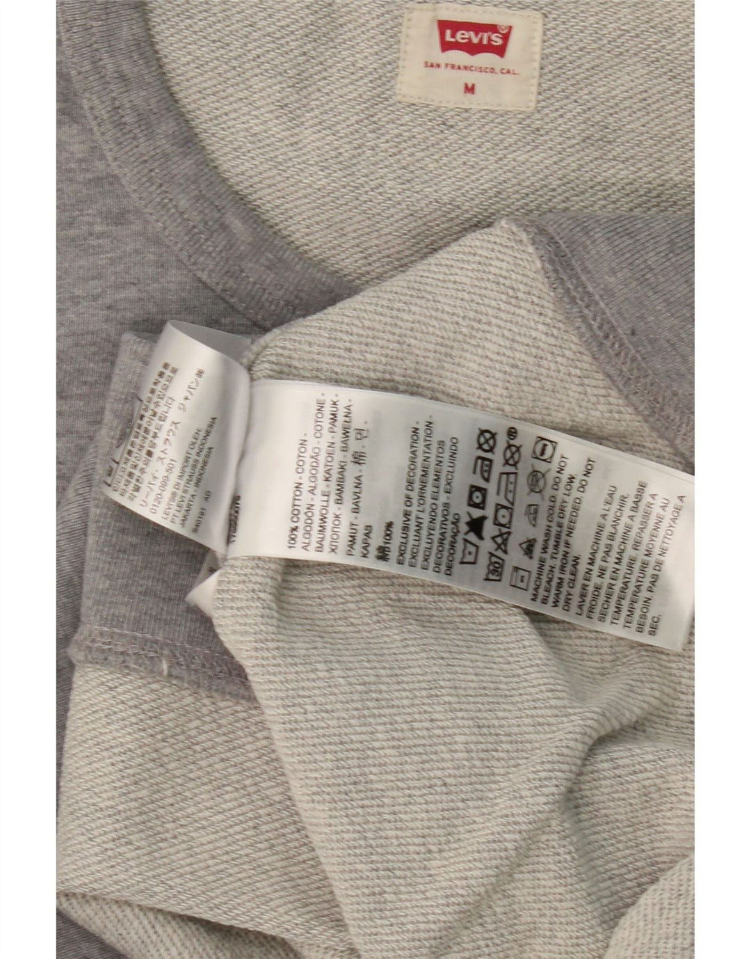 LEVI'S Mens Graphic Sweatshirt Jumper Medium Grey Cotton Vintage Levi's and Second-Hand Levi's from Messina Hembry 