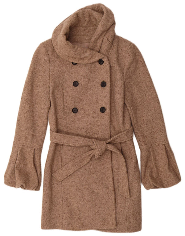 Zara Γυναικείο παλτό με διπλό στήθος UK 12 Medium Beige Flecked
