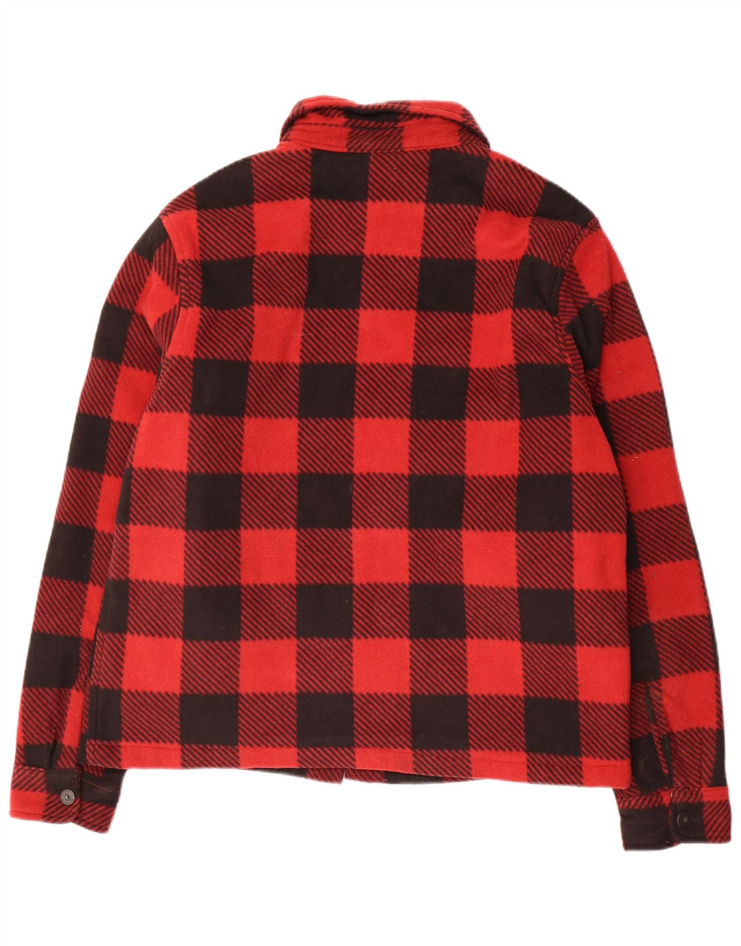 Vintage Ανδρικό Fleece Bomber Jacket EU 50 Μεγάλο κόκκινο καρό πολυεστέρα