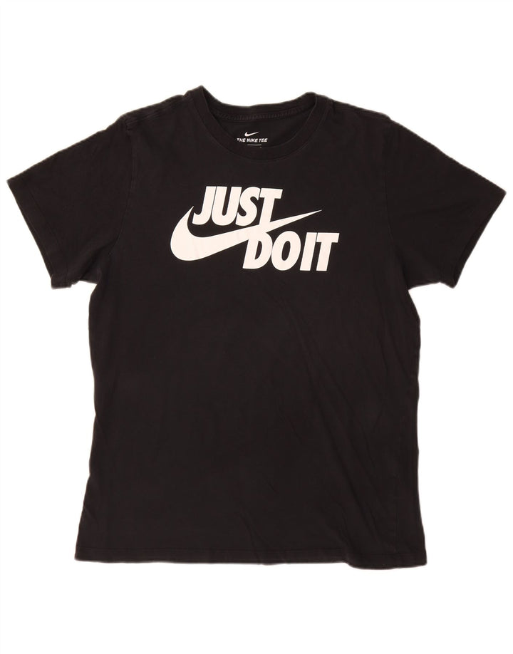 Ανδρικό γραφικό μπλουζάκι Nike, μεγάλο μαύρο βαμβακερό