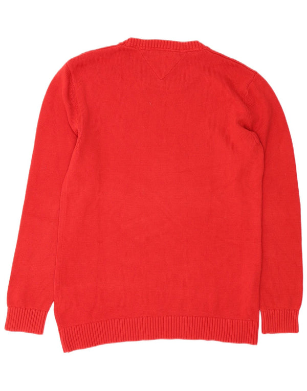 Ανδρικό πουλόβερ TOMMY HILFIGER Regular Fit Crew Neck Jumper Μεσαίο κόκκινο βαμβακερό