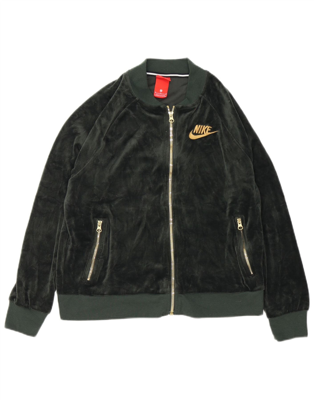Γυναικεία βελούδινη αθλητική φόρμα Nike Top Jacket UK 14 Μεσαίου πράσινου πολυεστέρα
