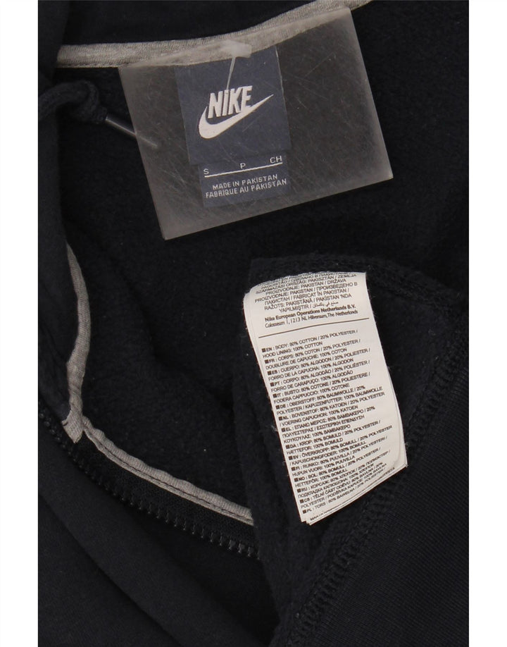 NIKE Mens Zip Hoodie Sweater Small Navy Blue Cotton