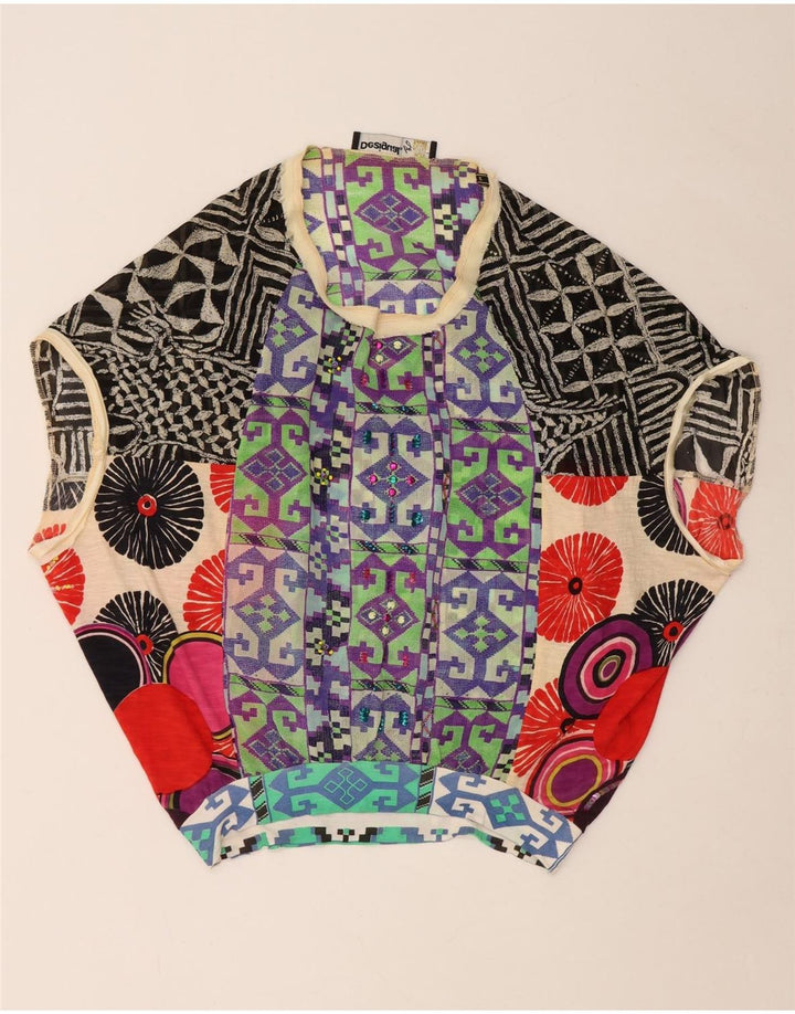 Desigual Γυναικεία Μπλούζα Τοπ UK 14 Medium πολύχρωμο Patchwork Πολυεστέρας