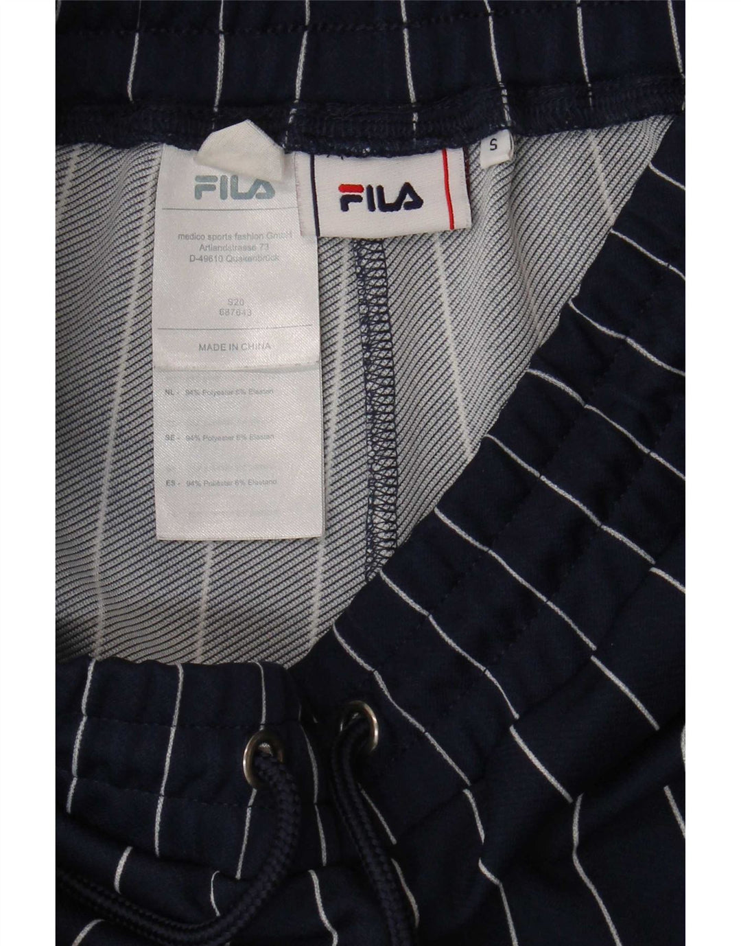 Ανδρικό γραφικό αθλητικό σορτς Fila Μικρό μπλε ναυτικό ριγέ πολυεστέρα
