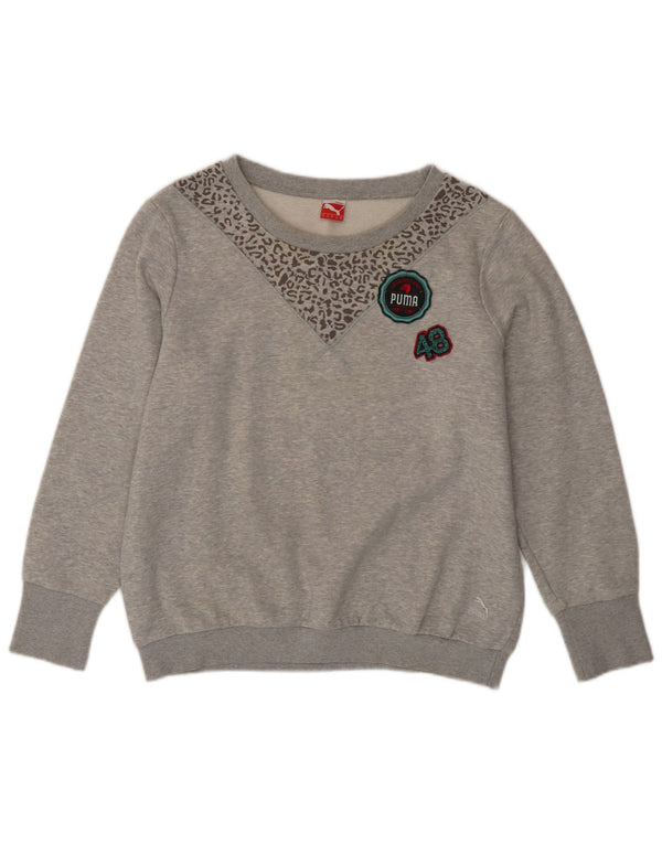 Γυναικείο γραφικό φούτερ Puma Jumper UK 16 Large Grey Animal print