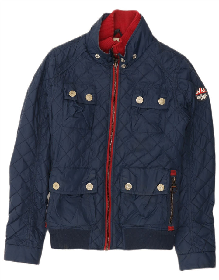 Superdry γυναικείο καπιτονέ μπουφάν UK 14 Medium Navy Blue Nylon