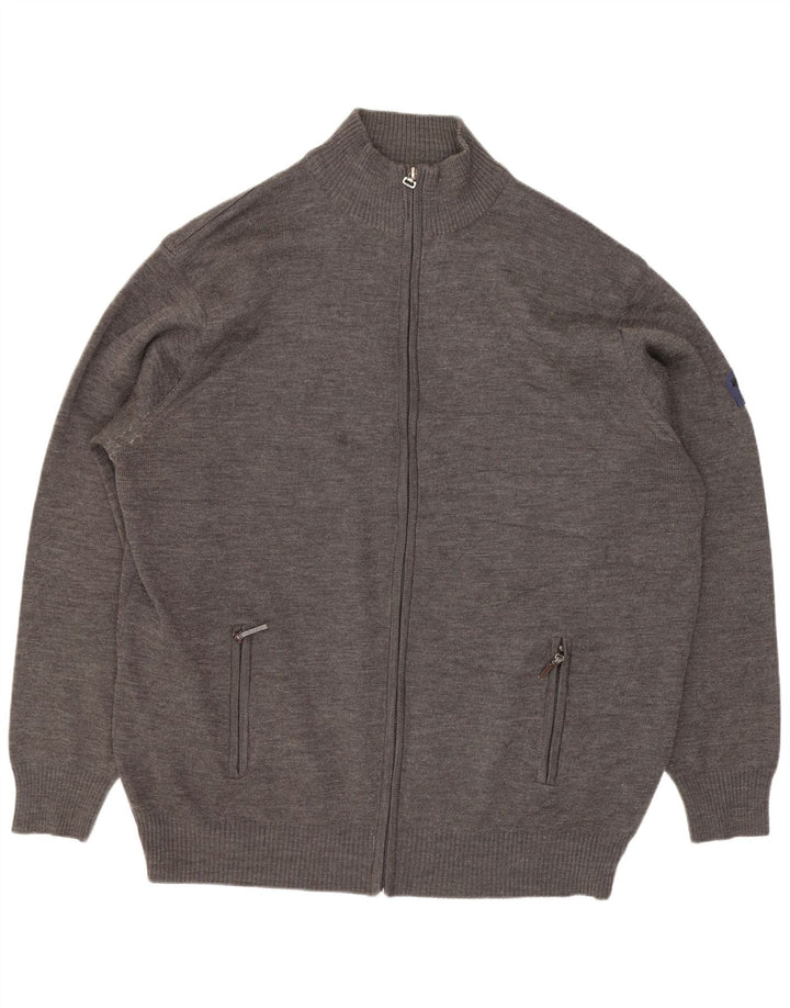 Vintage Ανδρικό πουλόβερ ζακέτα 5XL Γκρι Μαλλί Merino