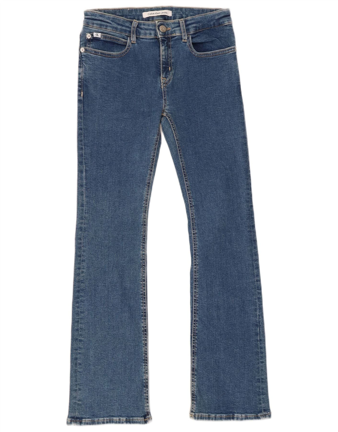 CALVIN KLEIN Girls Bootcut Jeans 11-12 ετών W26 L28 Μπλε βαμβακερό