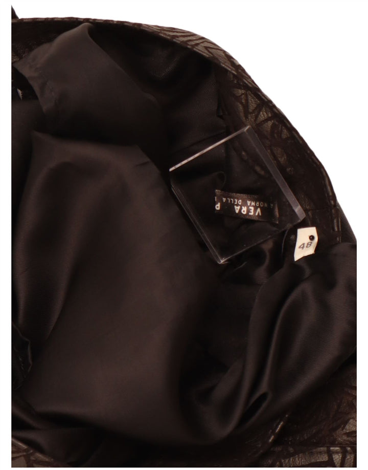 Γυναικεία Δερμάτινη Φούστα VINTAGE W30 Μεσαία Μαύρη Γεωμετρική Δέρμα