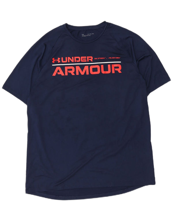 Ανδρικό ψηλό γραφικό μπλουζάκι UNDER Armour Top XL Navy Blue Polyester