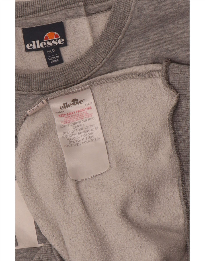 Ellesse Γυναικεία γραφική μπλούζα μεγάλου μεγέθους Jumper UK 8 Μικρό γκρι βαμβακερό