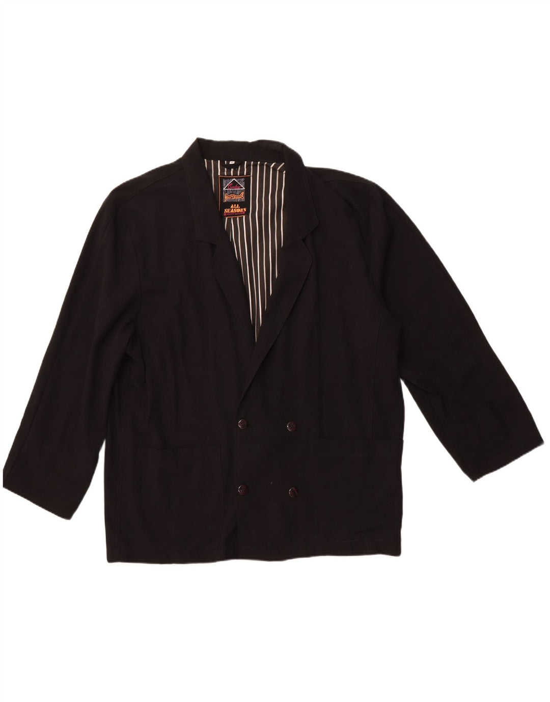 Ανδρικό σακάκι σακάκι με διπλό στήθος VINTAGE UK 42 XL Μαύρο πολυεστέρα