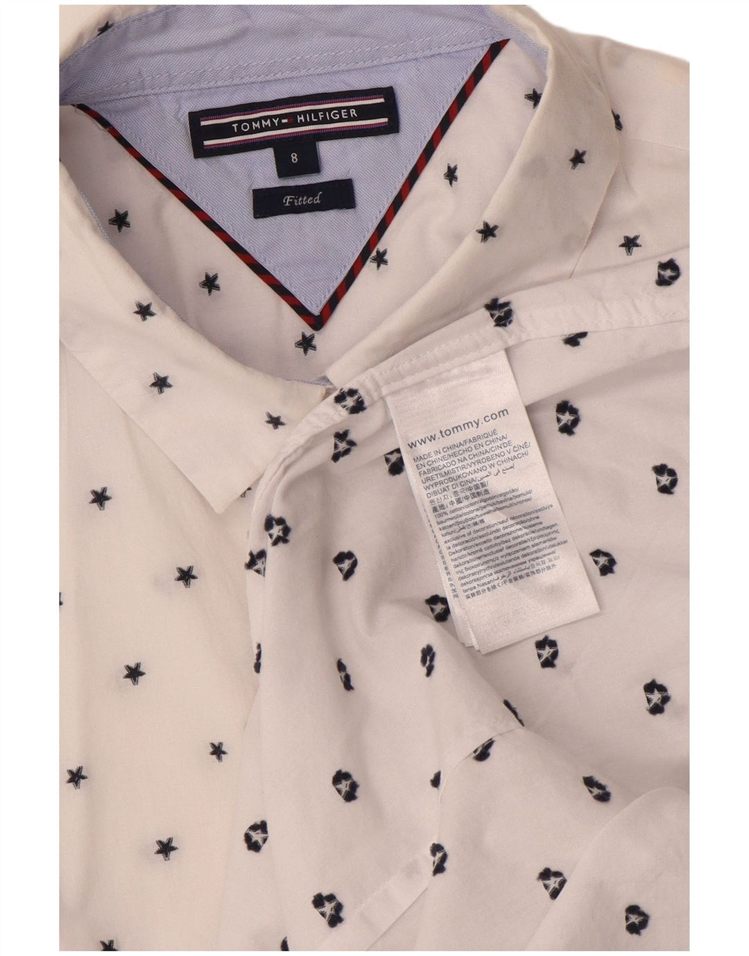 Tommy Hilfiger Γυναικείο Πουκάμισο US 8 Βαμβακερό μεσαίο λευκό με στίγματα