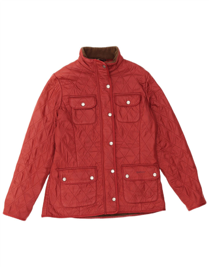 BARBOUR Womens Quilted Jacket UK 12 Medium Red Polyamide