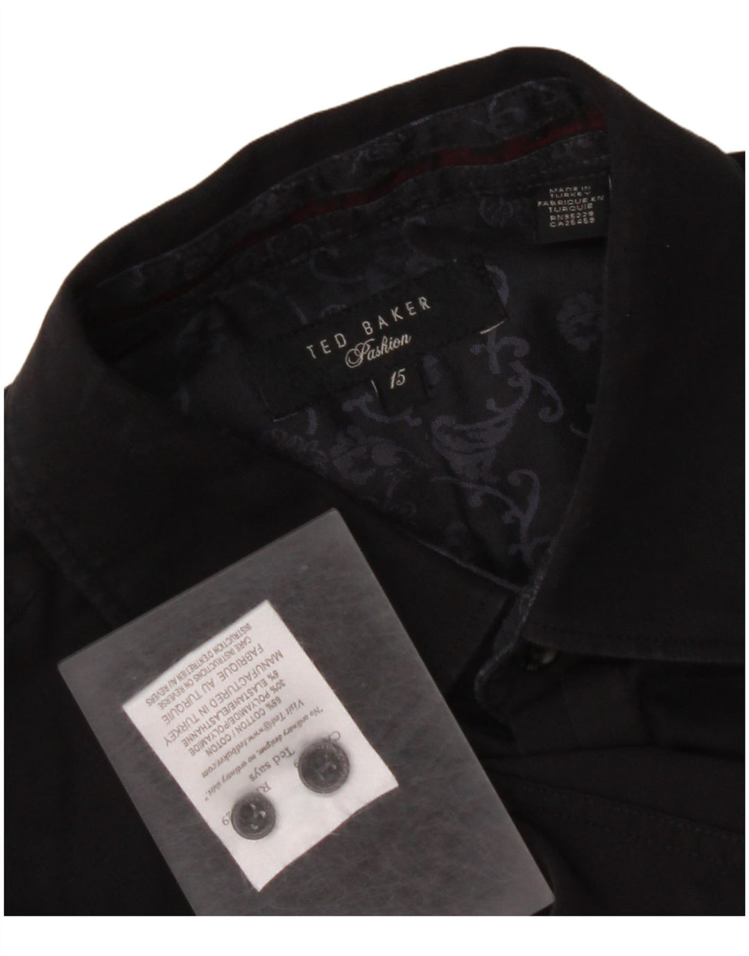 TED BAKER Ανδρικό Πουκάμισο Μέγεθος 15 Μέτριο Μαύρο Βαμβακερό