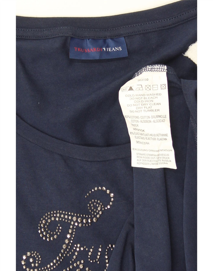 Trussardi Jeans Γυναικείο τοπ μακρυμάνικο UK 12 Medium Navy Blue