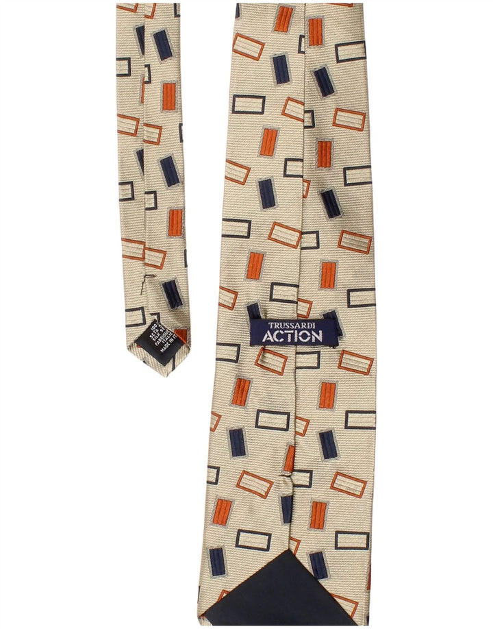 Ανδρική γραβάτα Trussardi One Size Beige Geometric Silk Classic