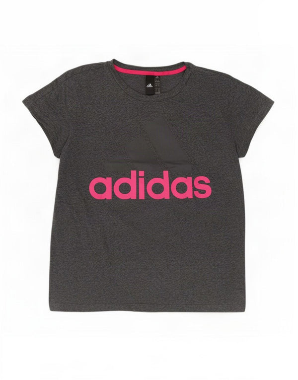 Γυναικείο γραφικό μπλουζάκι Adidas Top UK 16/18 μεγάλο γκρι βαμβακερό