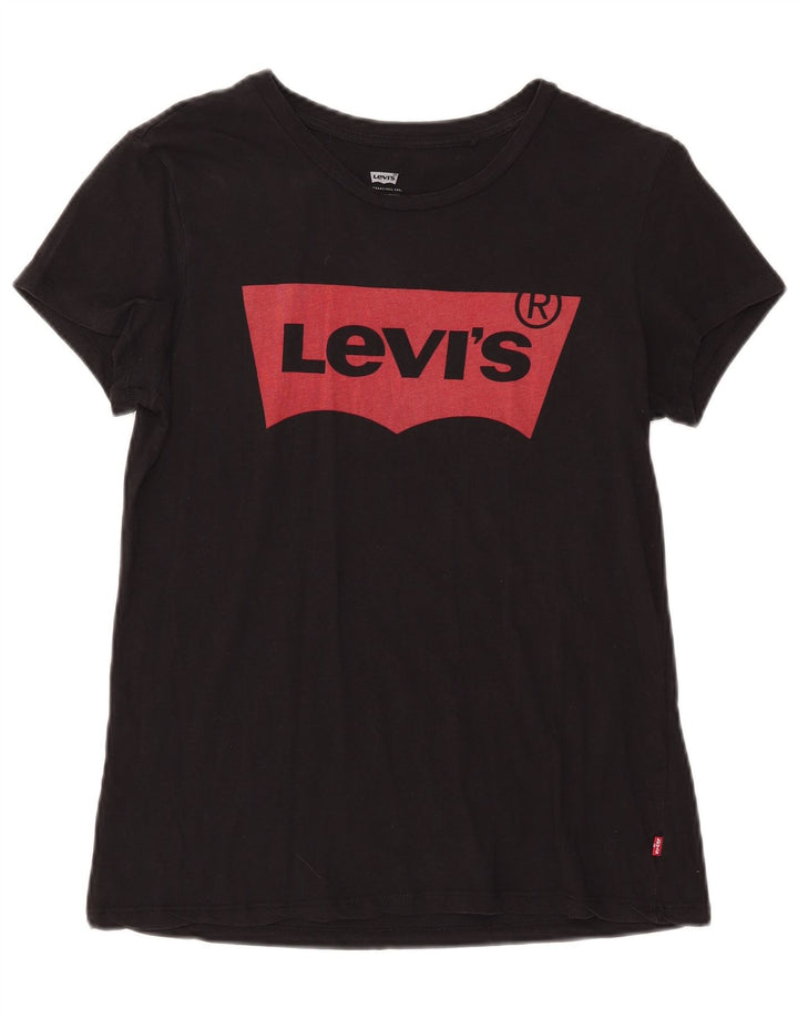 Γυναικείο γραφικό T-Shirt Levi's Top UK 14 Medium Black