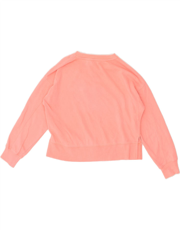 DKNY Womens Oversized Crop Graphic Sweatshirt Jumper UK 8 Small Pink | Vintage Dkny | Thrift | Second-Hand Dkny | Used Clothing | Messina Hembry 