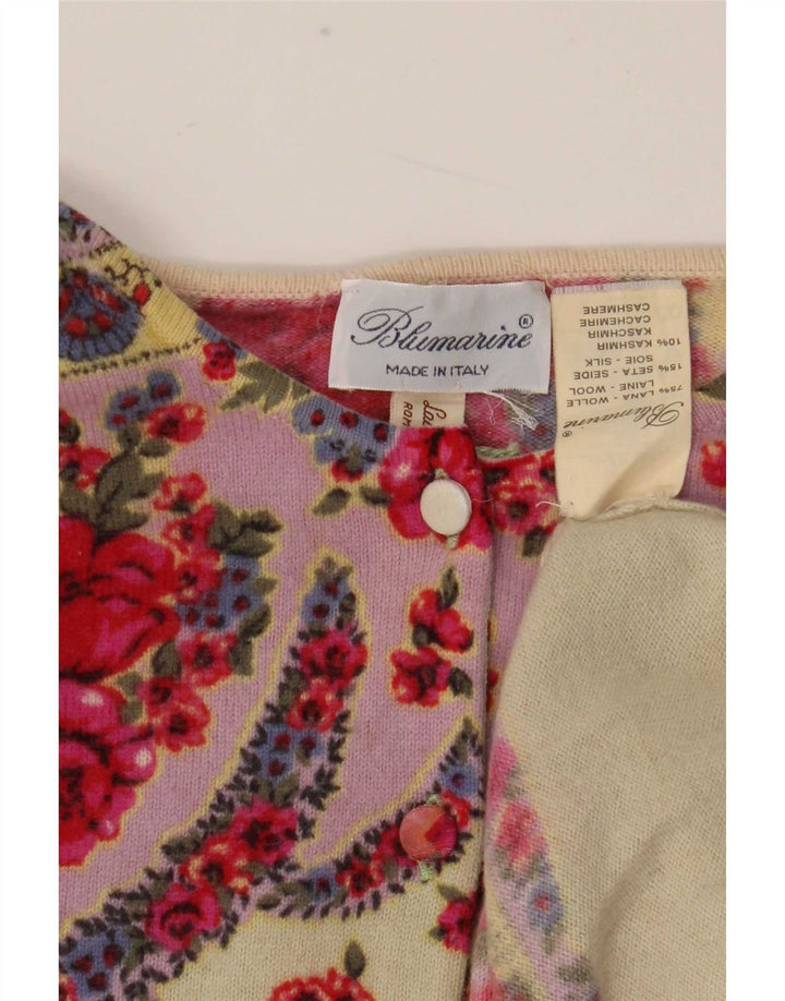 Γυναικείο πουλόβερ ζακέτα Blumarine IT 46 Μεγάλο πολύχρωμο φλοράλ μαλλί
