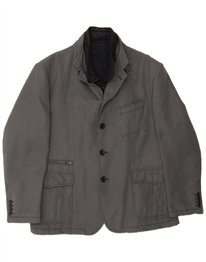 Manuel Ritz Mens Utility Jacket UK 44 2XL Γκρι
