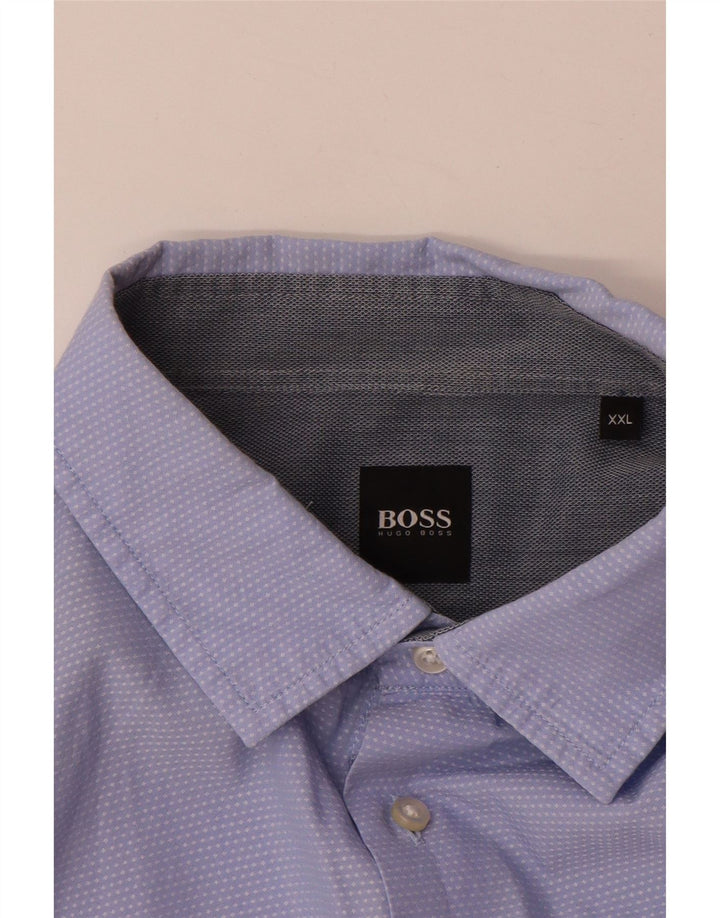Ανδρικό πουκάμισο Hugo Boss 2XL βαμβακερό με μπλε στίγματα