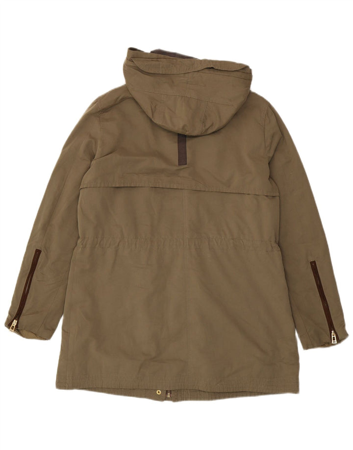 Zara Γυναικείο μπουφάν Parka με κουκούλα UK 16 Large Khaki Polyester
