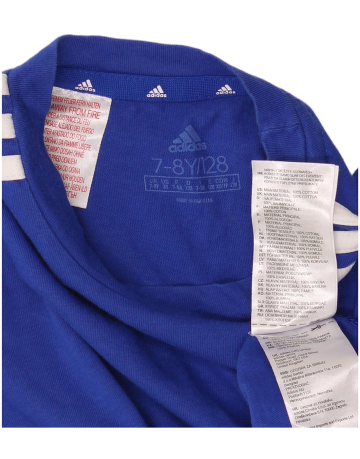 Adidas Boys T-Shirt Top 7-8 Years Blue Cotton