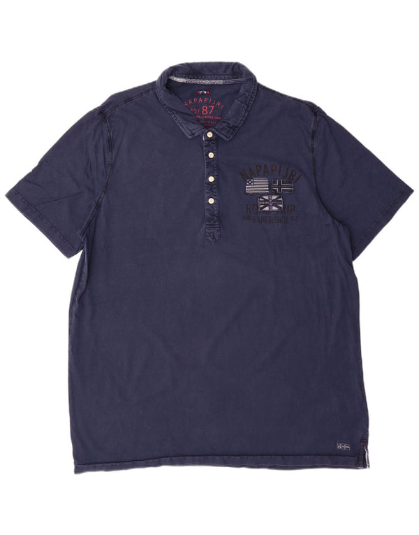 NAPAPIJRI Ανδρικό γραφικό πόλο μπλουζάκι 3XL Navy Blue Βαμβακερό