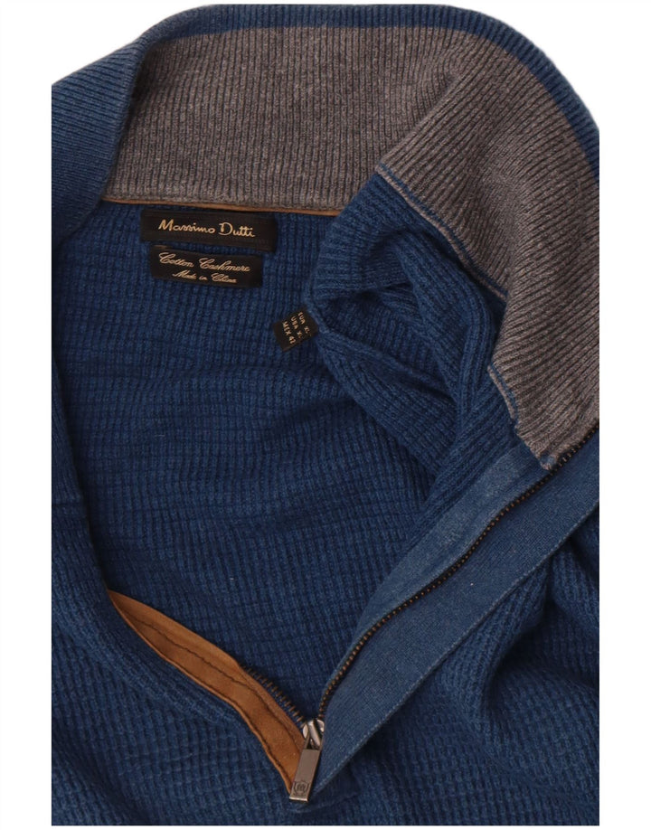 Ανδρικό πουλόβερ με φερμουάρ Massimo Dutti XL Μπλε