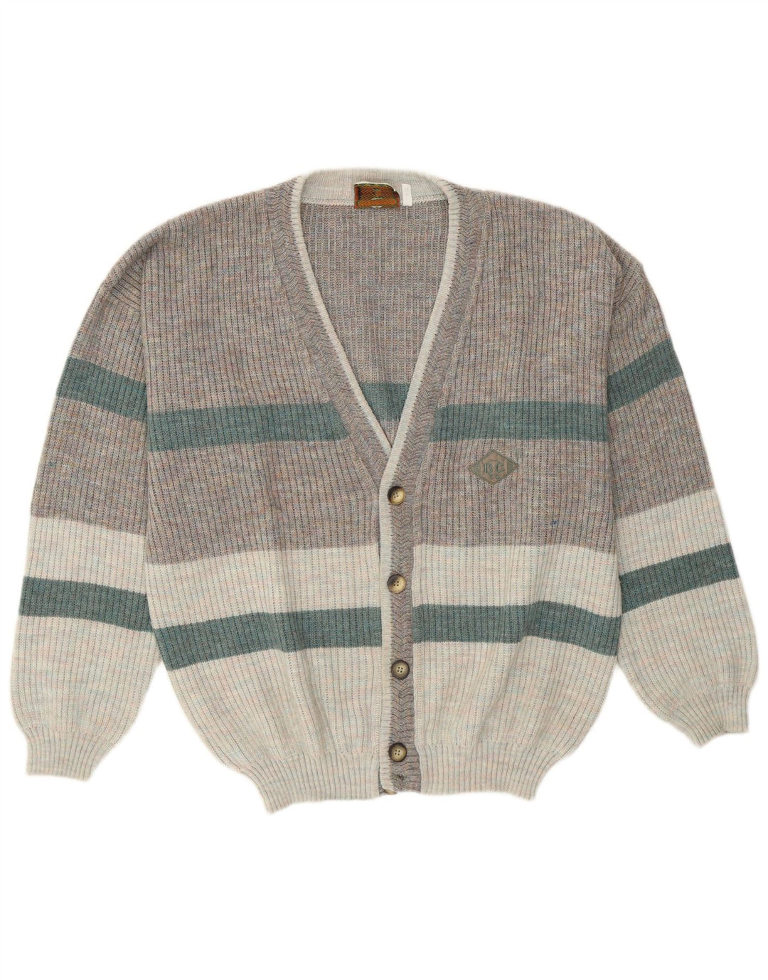 Ανδρικό πουλόβερ Iceland Cardigan IT 52 Μεγάλο γκρι ριγέ μαλλί
