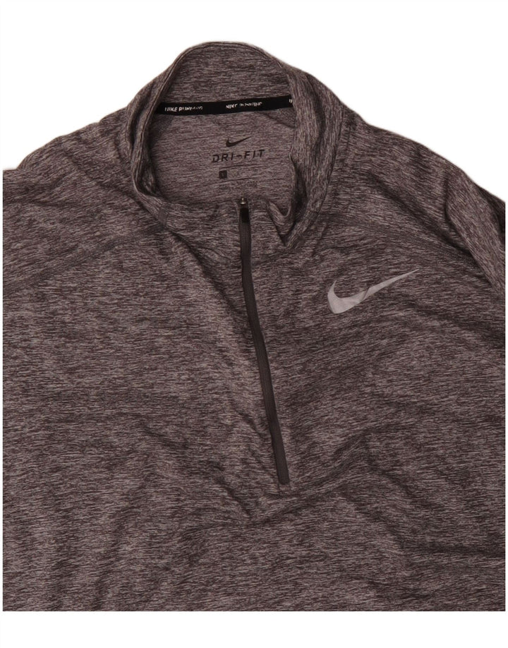 NIKE Ανδρική φόρμα πουλόβερ με φερμουάρ Dri Fit Top Large Grey Flecked