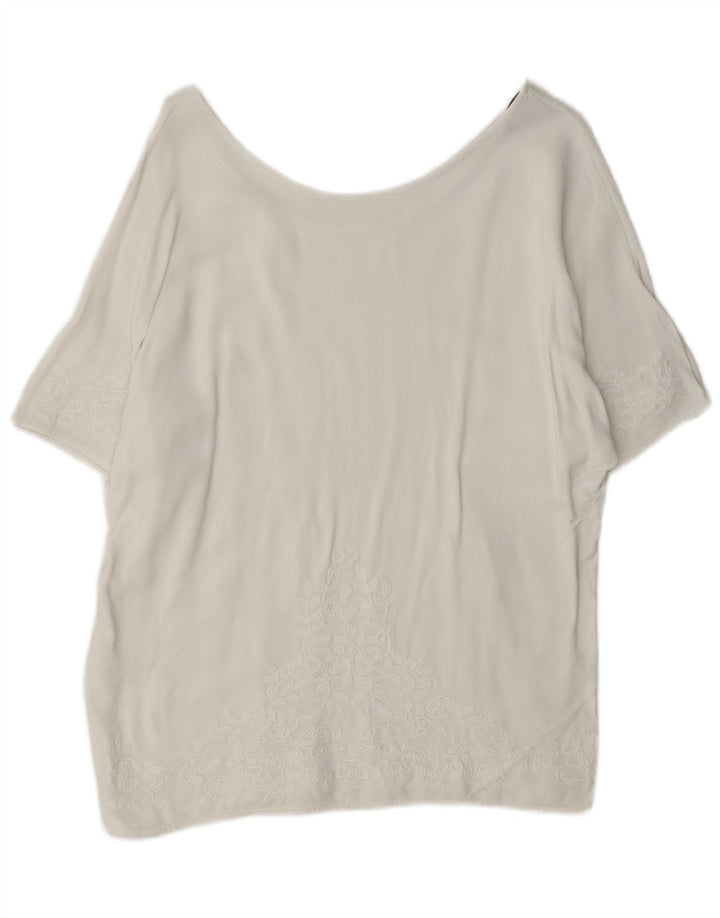 Massimo Dutti Γυναικεία Μπλούζα Top UK 16 Large White Floral