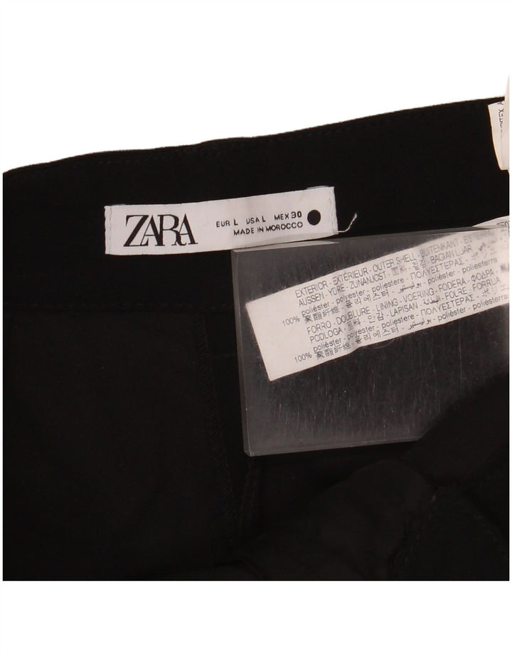 Zara Γυναικείο παντελόνι Chino με καρφίτσες μεγάλο W32 L32 μαύρο πολυεστέρα