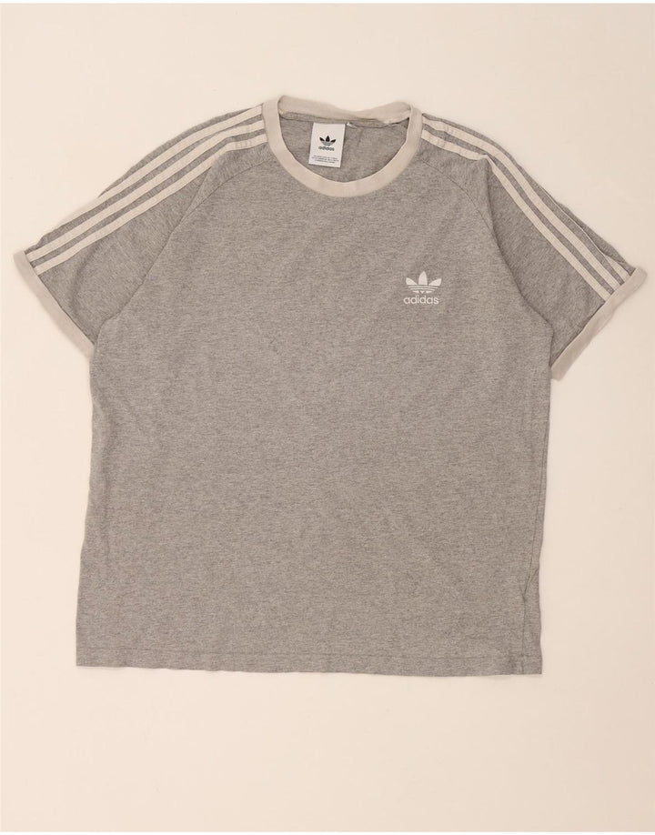 Ανδρικό T-Shirt Adidas Top Large Grey Colourblock Βαμβακερό