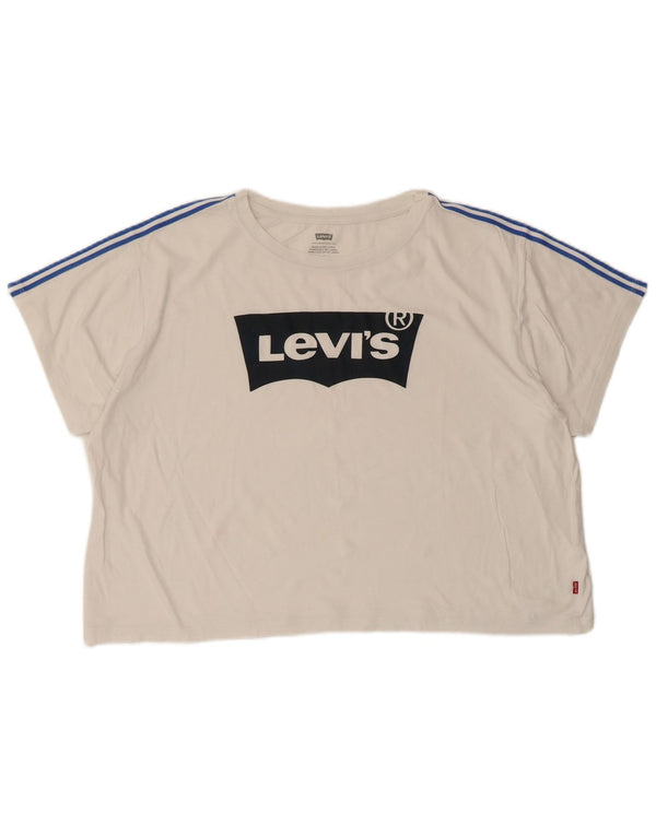 Γυναικείο γραφικό μπλουζάκι Levi's Crop Oversized Top UK 14 Medium White