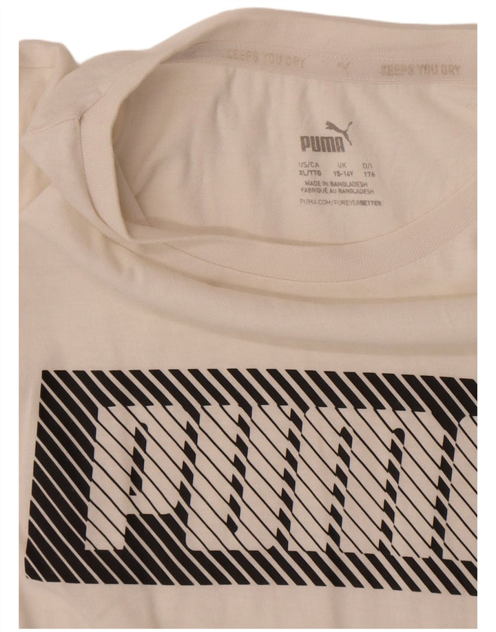 Puma Boys Graphic T-Shirt Top 13-14 Years Λευκό