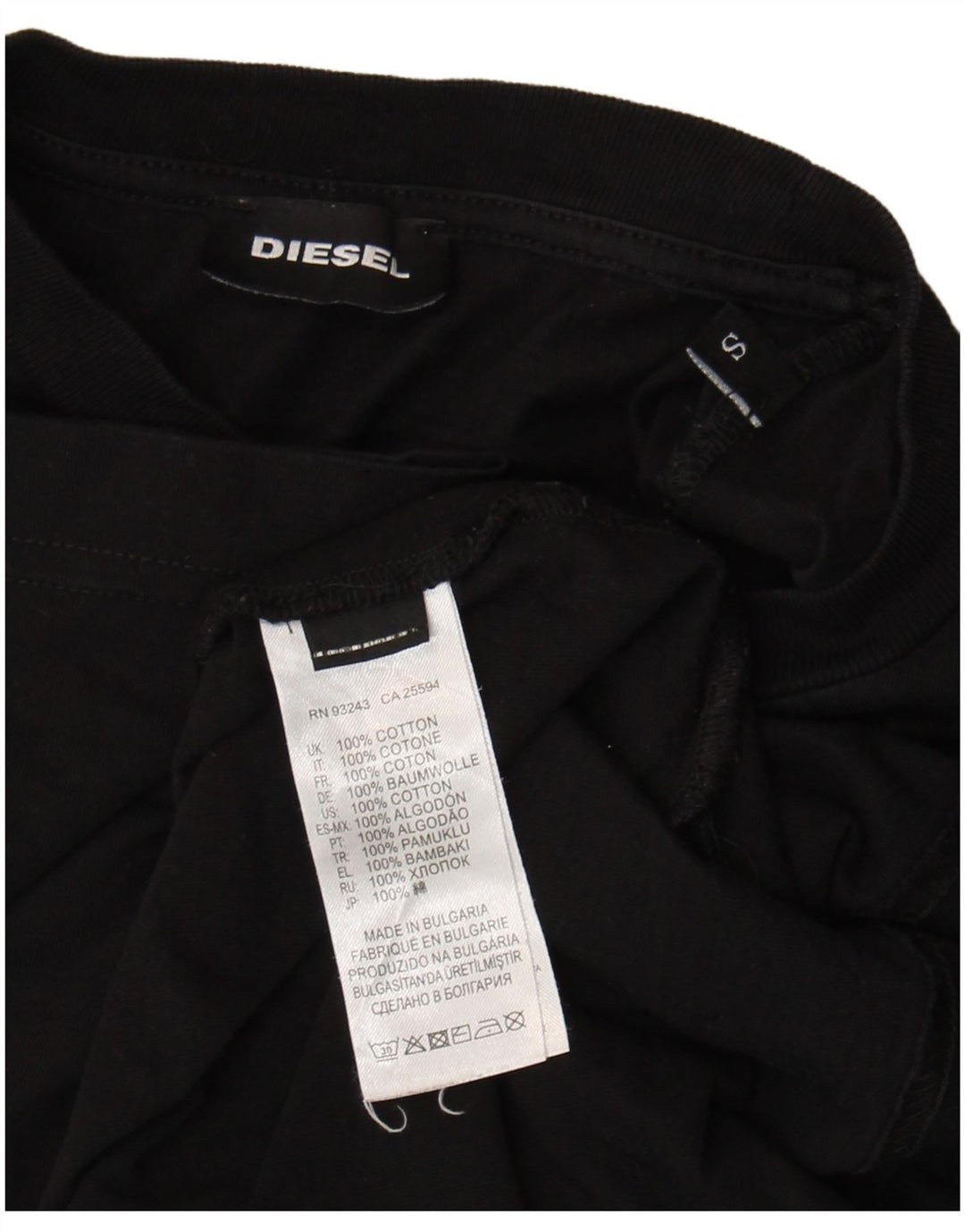 Diesel Ανδρικό γραφικό T-Shirt Top Μικρό μαύρο βαμβακερό