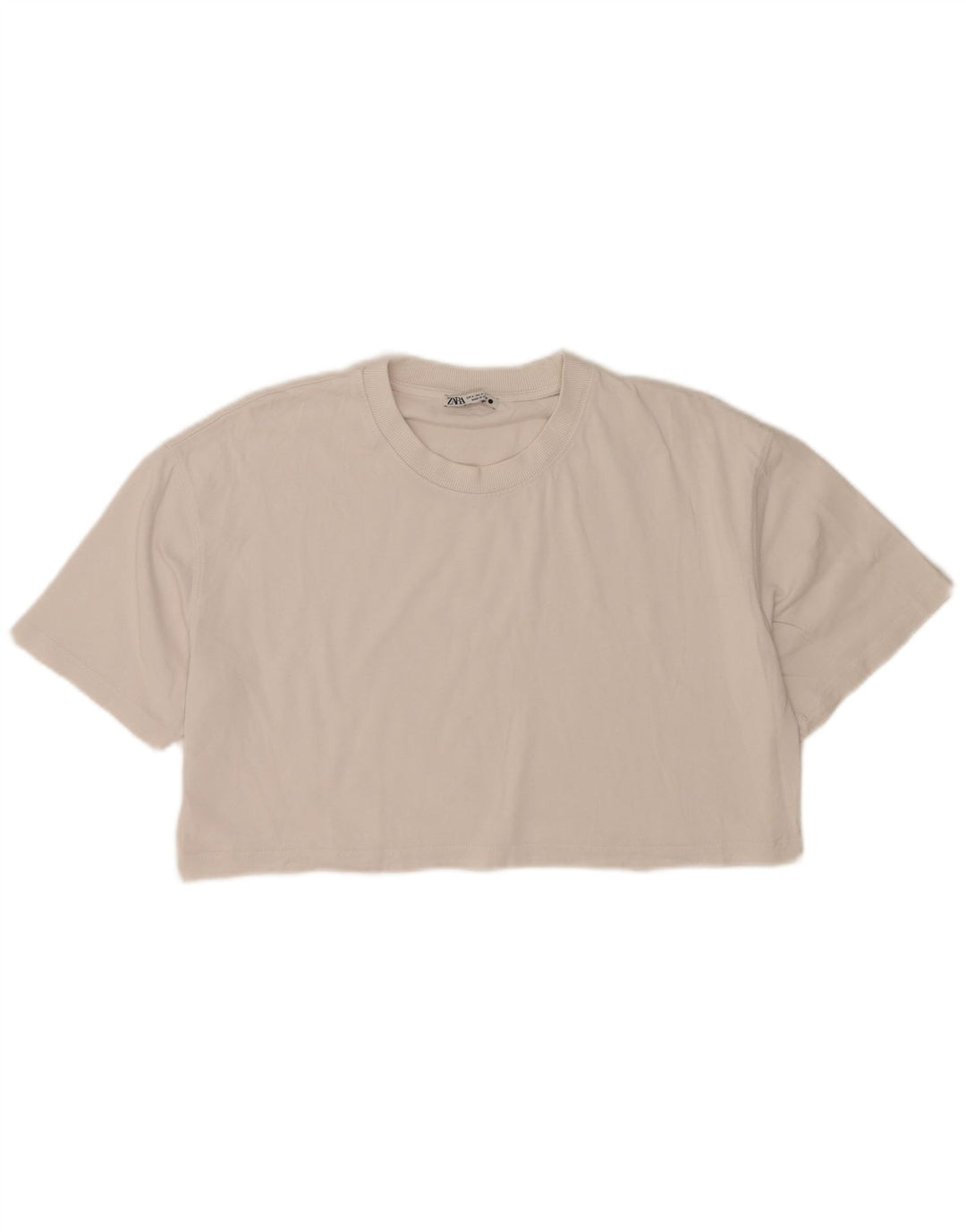 Zara Γυναικείο T-Shirt Crop Oversized Top UK 14 Medium White
