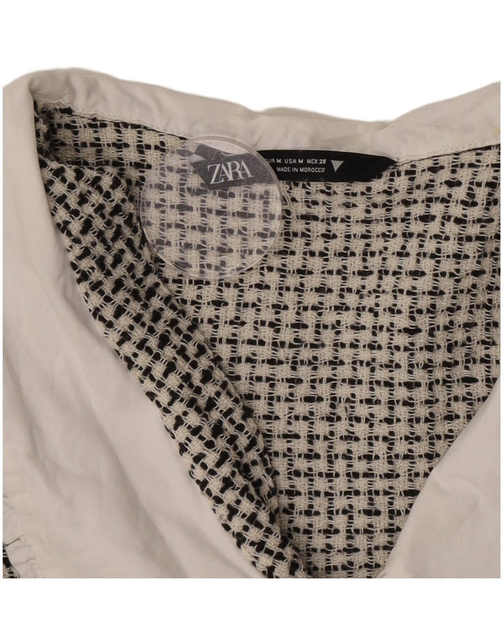 Zara Γυναικείο πουκάμισο Crop Μπλούζα UK 12 Medium Black Flecked