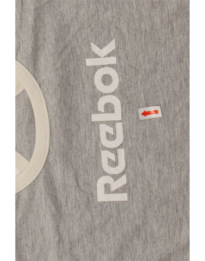 REEBOK Γυναικείο Crop γραφικό γιλέκο UK 12 βαμβακερό μεσαίο γκρι