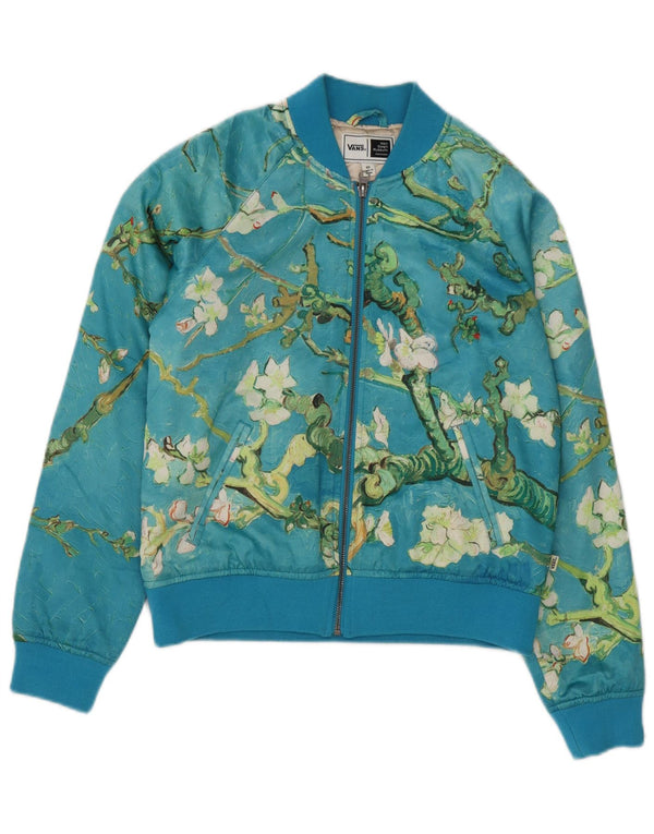Vans Womens Von Gogh Museum Oversized Varsity Jacket UK 6 XS Blue Floral