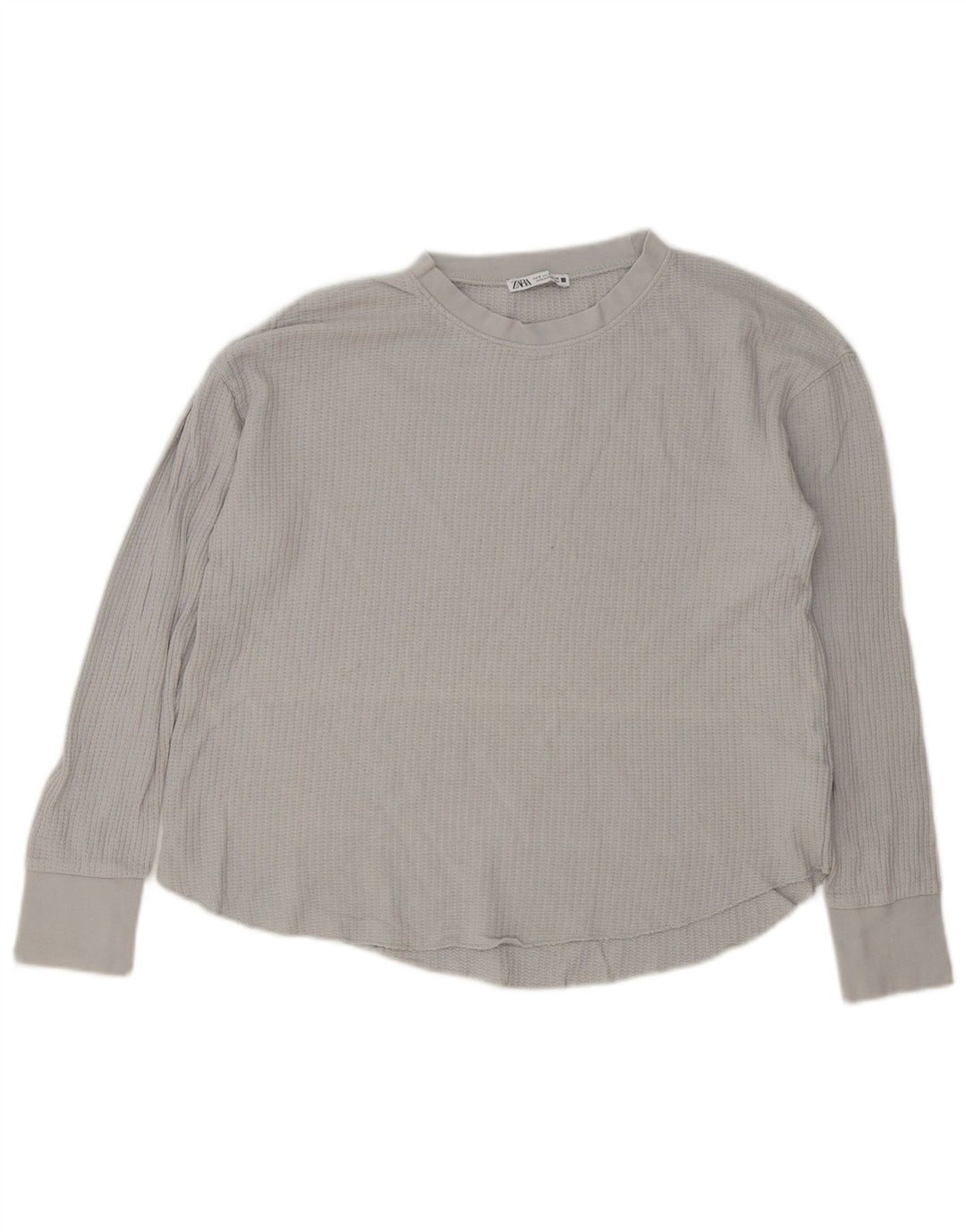 Zara Γυναικείο τοπ μακρυμάνικο UK 10 Small γκρι βαμβακερό