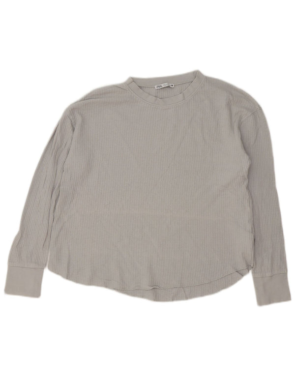 Zara Γυναικείο τοπ μακρυμάνικο UK 10 Small γκρι βαμβακερό