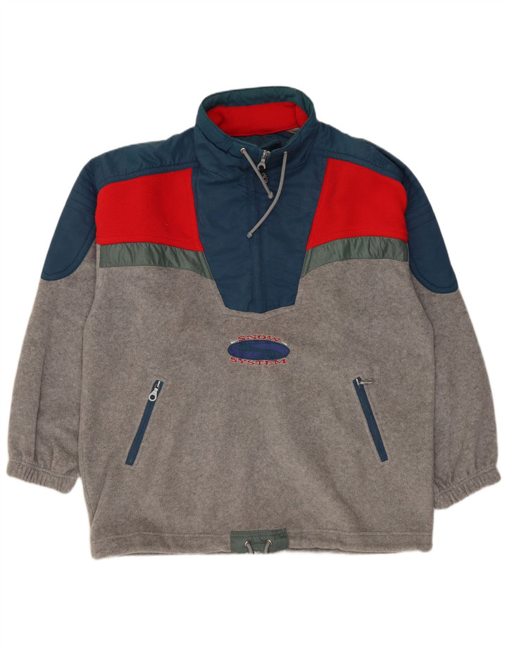 SANTOSTEFANO Ανδρικό φερμουάρ με λαιμόκοψη Fleece Jumper Μεγάλο γκρι χρώμα πολυεστέρας