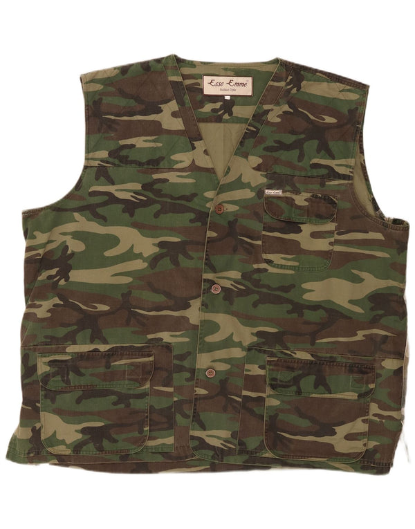 ESSE EMME Mens Utility Gilet UK 44 2XL Khaki Camouflage