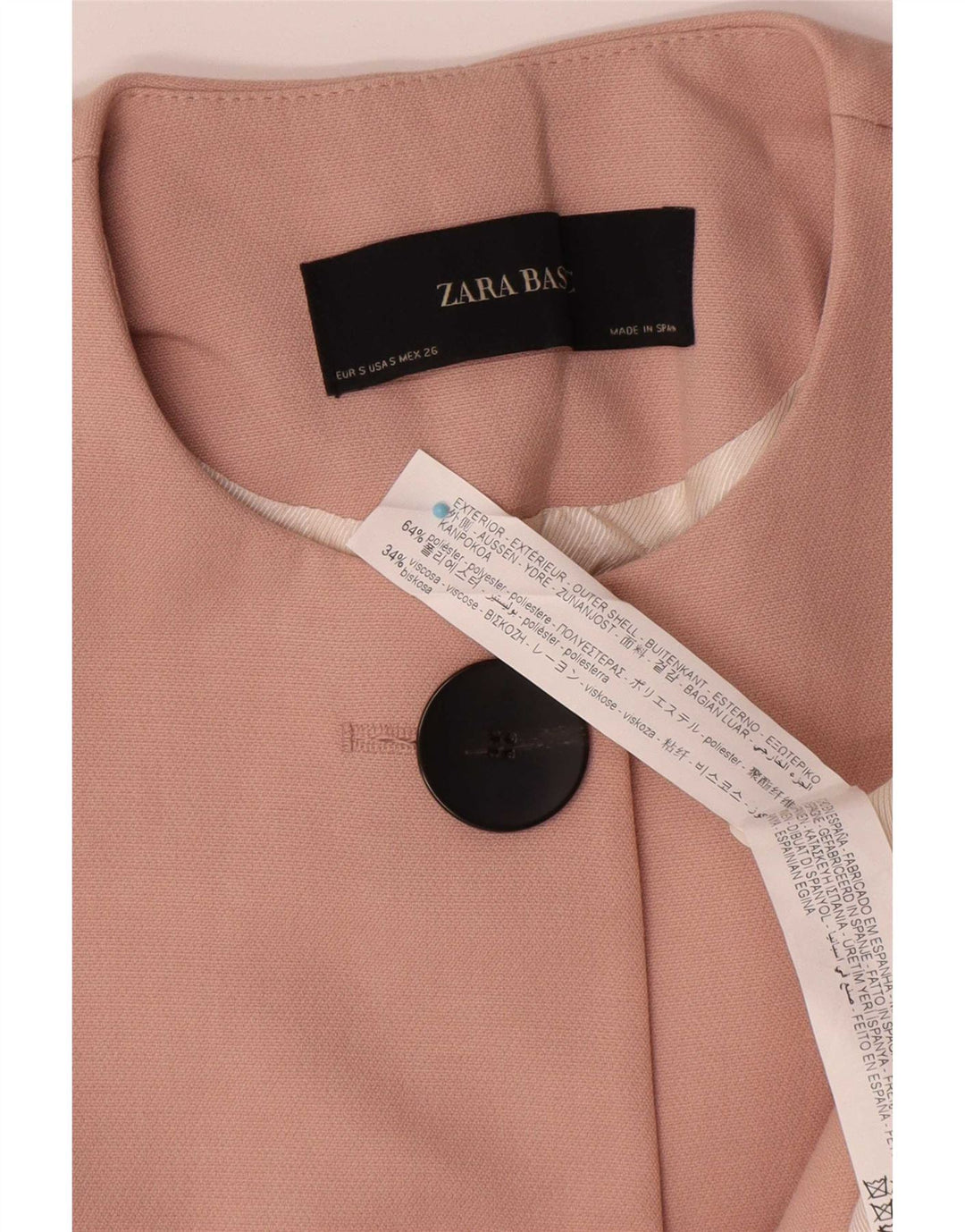Zara Γυναικείο σακάκι blazer με 2 κουμπιά UK 10 Small Pink Polyester