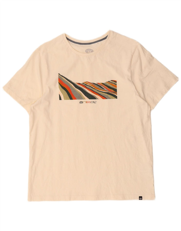 Ανδρικό γραφικό T-Shirt Animal Top Βαμβακερό μεσαίο σε λευκό χρώμα